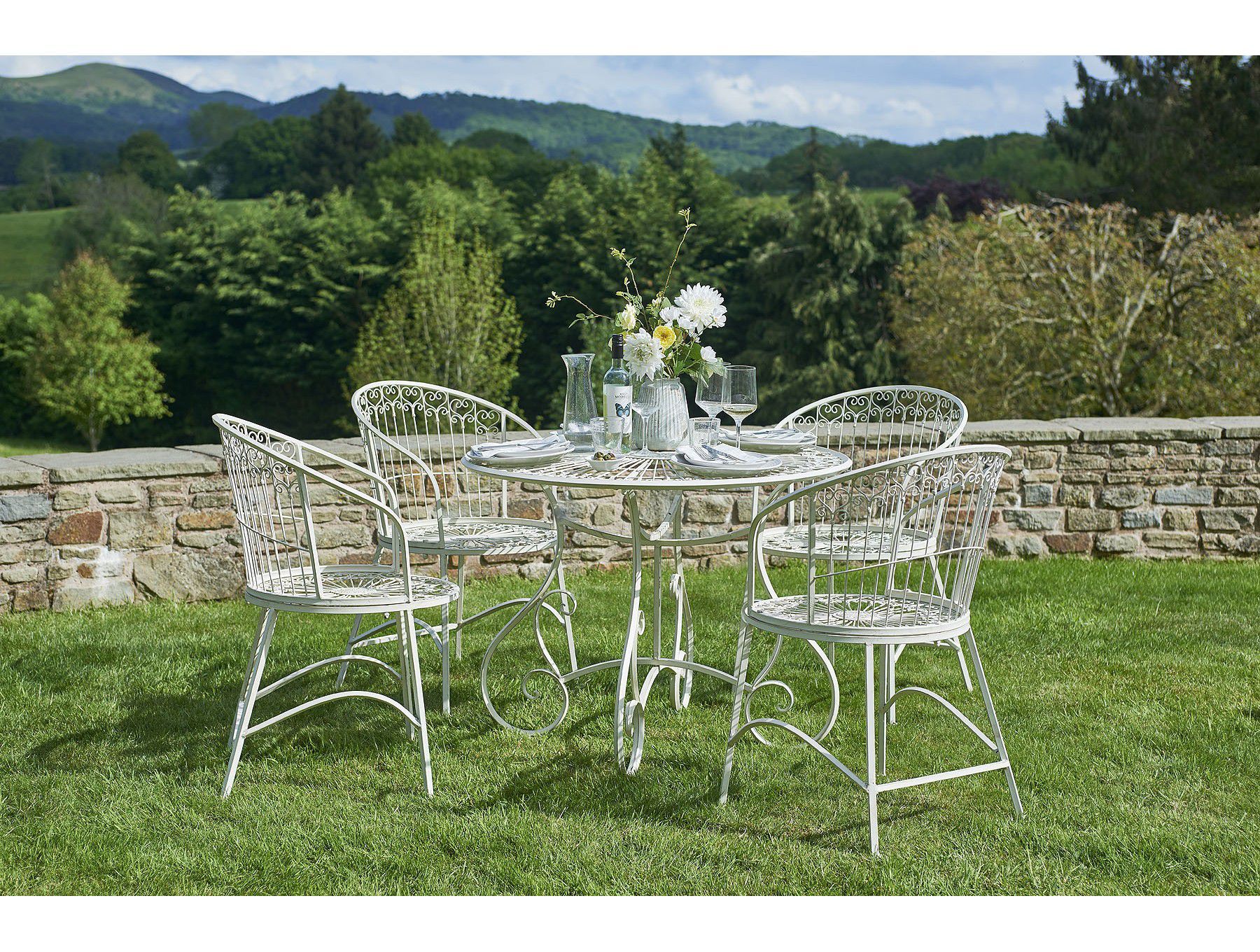Wrought iron outdoor setting top