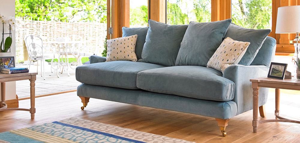 Brittany French-style sofa in velvet