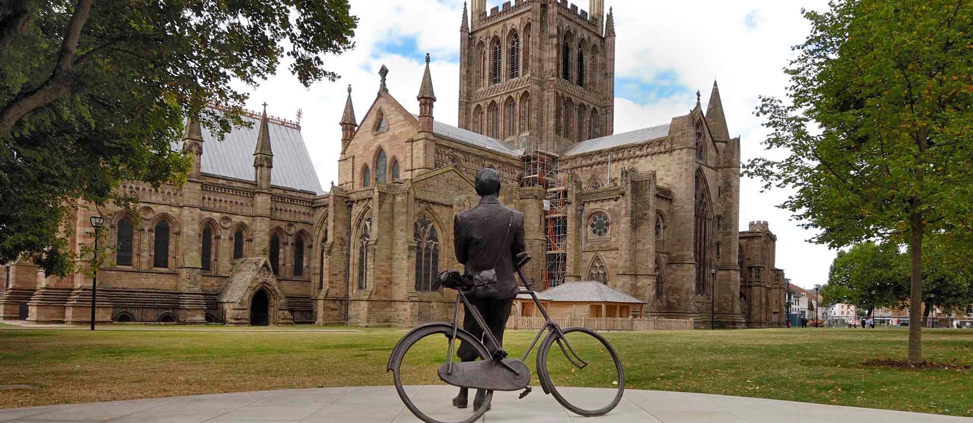 Hereford Cathedral towers over the centre of the city